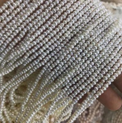 China Jewelry Making 3-4mm Small Nugget Beads Oval Baroque Freshwater Pearl Drilled Pearl Strand for sale