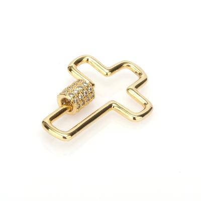 China Environmental friendly colorful cross shape cubic zirconia micro pave charm jewelry clasps. for sale