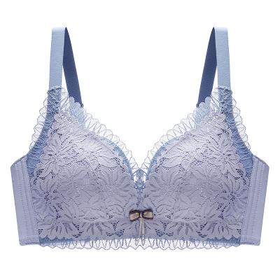 China High quality thin lace thick cup gathered bra top adjustment latex underwear for sale