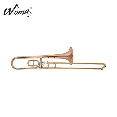 China Brass Gold Bass Trombone Musical Instrument Trombone Gold Lacquer for sale