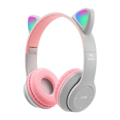 China New Arrival Headband Cat Ears LED Light Headset V5.0 Headset V5.0 Foldable Music Wireless Gaming Headphones for sale