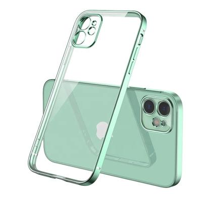 China Anti-drop cell phone case wholesales hybrid 2 in 1 hole view transparent plated shockproof back cover for Iphone12 13 phone case for sale