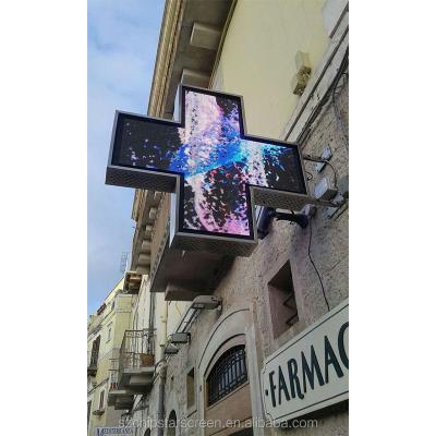 China Video Outdoor Full Color Led Cross Display For Pharmacy Cross Led P8 for sale