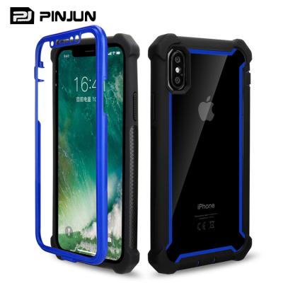 China Shockproof Clear Shockproof Heavy Duty Silicone + Hard PC 3 in 1 Cover Defender for iPhone X Hybrid Crystal Clear for sale