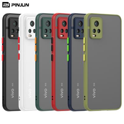 China 2021 Unique Slim Grip Frost Matte Feeling Skin Soft Color Border Edge TPU Shockproof Slim Phone Case For Vivo X60 Pro Plus for sale