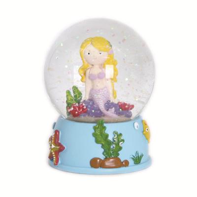 China Creative Customized Resin Cartoon Mermaid Water Glass Globe Ocean Museum 65mm Snow Globe Souvenir From Europe Manufacturer for sale