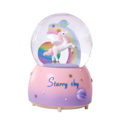 China Europe Personalized Snow Globe With Light Creative Resin Unicorn Snow Globe For Girls Birthday Gift Decor Snow Globe Home Unicorn for sale