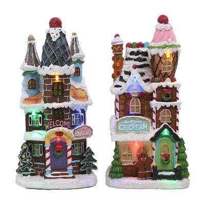 China China Christmas Gifts Lighthouse Sculpture Pattern Handmade Resin Crafts Christmas Decorations Castle for sale