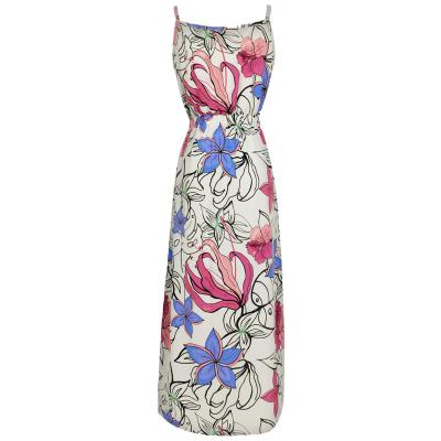 China Latest O Lady Floral Printed Comfortable Elegant Multi Color Sleeveless Neck Long Dress From Viable Supplier Factory for sale