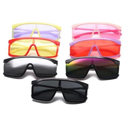 China Vogue Shades 2021 One Piece Children's Fashionable Cool Large Flat Surface Glass UV400 Sunglasses for sale