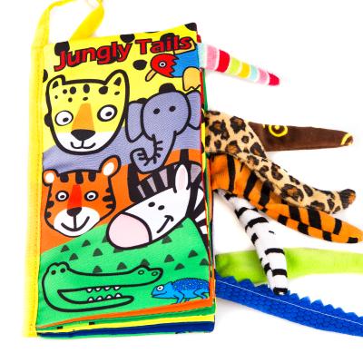 China Children's Learing Toys Baby Soft Cloth OEM Material Washable Animal Tails Binding Sensory Contrast Cloth Book Set Cloth Books Baby Cloth Book for sale