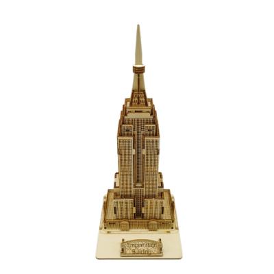 China World Famous Cartoon Toy Laser Cutting Empire State 3D Puzzle Building Wooden Puzzles Toys For Children Cartoon Other Educational Toys for sale