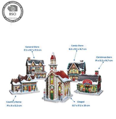 China Cartoon Toy OEM Puzzle Factory , Miniature Christmas House 3D Puzzle Toy Christmas Village for sale