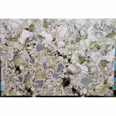 China Modern Ice White Multicolor Green Cold Jade Texture Beauty Marble Slab For Bathroom Vanity Top for sale