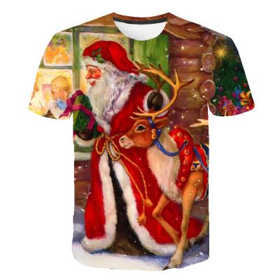 China Anti Shrink Mens Rock T-shirts 3d Print T-shirt Hip Hop T-shirt Snowflake Anime Costom Clothes Red Christmas T-shirt Mens Clothing portion for sale