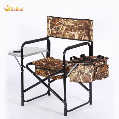 China PORTABLE AND FOLDABLE Camouflage Director Chair With Side Table Cup Holder and Cooler Bag for sale