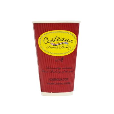 China 8oz/12oz/16oz Ripple Wall Coffee Disposable Paper Cup With Lids for sale