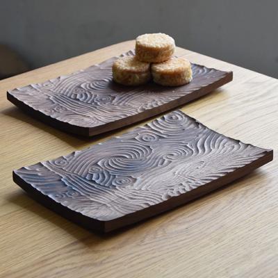 China Europe CNC Carving Wood Crafts Wholesale Black Walnut Food Wooden Serving Tray for sale