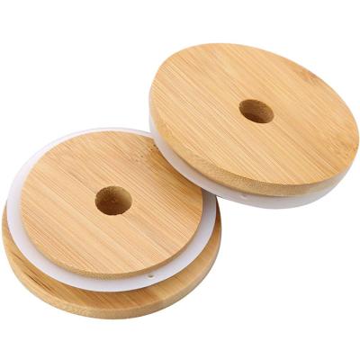 China Reusable Canning Seal Ring Pine Wooden Lid Caps Pilfer Proof Bamboo Storage Lids Drinks Cup Covers Jar for sale