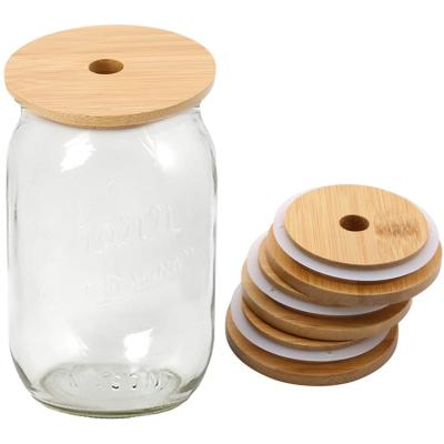 China Different Size Pilfer Proof Cover Wooden Round Bamboo Lid For Candle Coffee Mug Cup Storage Glass Jar for sale