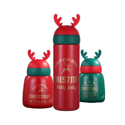 China 2021 stainless steel PORTABLE double wall Christmas vacuum flask hot water bottle Christmas sales thermos with gift box in stock for sale