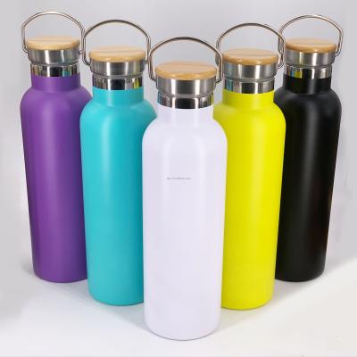 China PORTABLE FGA Double Wall Stainless Steel Custom Printing Insulated Water Bottle With Bamboo Lid for sale