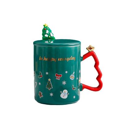 China New Arriving Viable Red Christmas Ceramic Mugs Christmas Decoration Mugs With Handle In Stock for sale