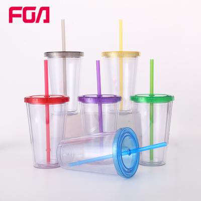 China FGA 380ml 16oz Disposable Custom Eco Friendly Reusable Cup Logo Plastic Water Bottle Clear With Lids for sale