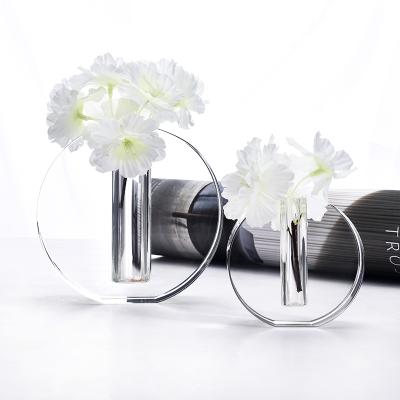 China Europe 2021 new fashion crystal vase wholesale high quality transparent home decoration opens gift wedding decoration for sale