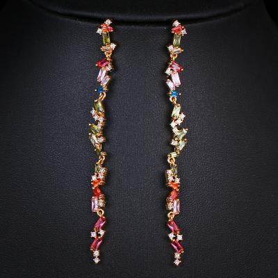 China Korean Exquisite Women FO Women's Long Style Zircon Inlaid Personality Banquet New Style Color Earrings Popular Tassles High Quality Earrings for sale