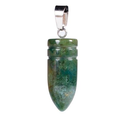 China Fashion e-commerce supply stone 10*25mm bullet border natural stone necklace pendant agate for sale