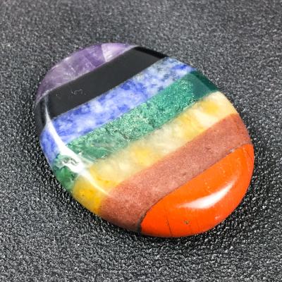 China art & Crystal Semi-Precious Stone Crafts Collectable Natural Chakra Tip Massager Energy Healing Oval Colorful Scratching Stone for sale