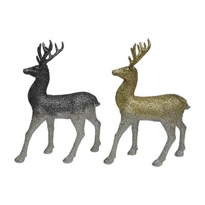 China YIXING Mini Reindeer Glitter Christmas Tree Decorations Christmas/Halloween/Party Hanging Ornament Decor Plastic Reindeer Deer Indoor Ornament For Festival for sale