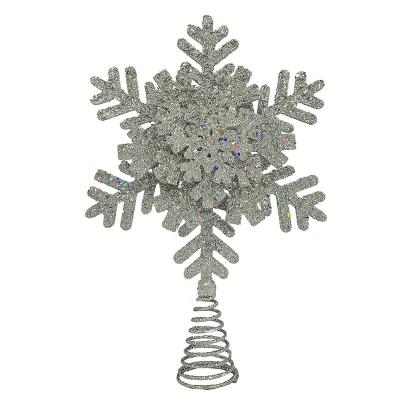 China Silver Glitter Snowflake Tree Top DIY Christmas Ornament/YIXING Glitter Christmas Tree Halloween Decorations/Party Custom Luxury Christmas Decorations for sale