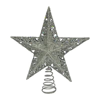 China Christmas/Halloween/Party Decorations Topper Wholesale Topper Glitter Star For Christmas Star Christmas Tree Ornament Five-pointed Iron Star Decorations for sale