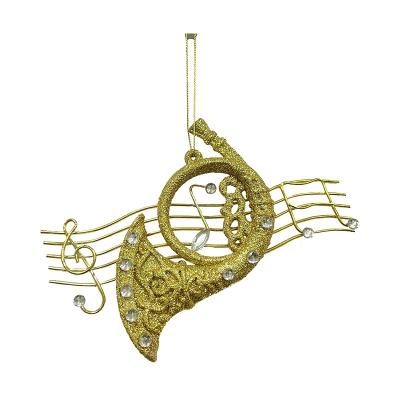 China Christmas/Halloween/Party Decorations YIXING DIY Reusable Christmas Ornaments Glitter Christmas Tree Gold Instrument Shape Metal Pendant For Halloween Baubles for sale