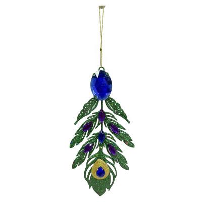 China Christmas/Halloween Decorations Yixing/Party Customized Christmas Tree Resin Design Plastic Peacock Tail Pendant Decoration For Merry Christmas for sale