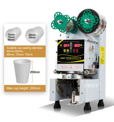 China Automatic Beverage FEST Cup Machine Sealing Cups Machine Auto Automatic Film Plastic Sealing Cup for sale