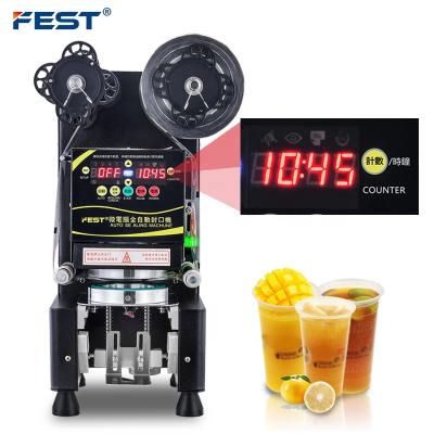 China Milktea Food Machines Automatic Sealer 70mm/75mm/88mm/90mm/95mm CE Table Pop Bubble Tea Cup Sealing Machine 220V/110V for sale