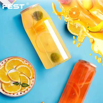 China 500ml Beverage FEST Clear Plastic Jars With Lids Fully Open PET Juice Plastic Bottle Easy Open For Carbonated Drink for sale