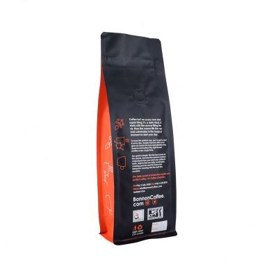 China Recyclable Custom Printed Recyclable Flat Box 100% Recyclable Bottom Food Coffee Zipper Packaging Bag Eco-Friendly With Valve for sale