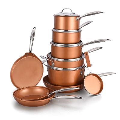 China Sustainable Home Appliances Cookware Sets Pans And Pots Non Copper Ceramic Stick Induction Cooking Pancake for sale