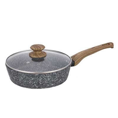 China Sustainable High Quality Convenient Restaurant No Oil Frying Pan Granite Pattern Multi Electric Frying Pan With Lid for sale