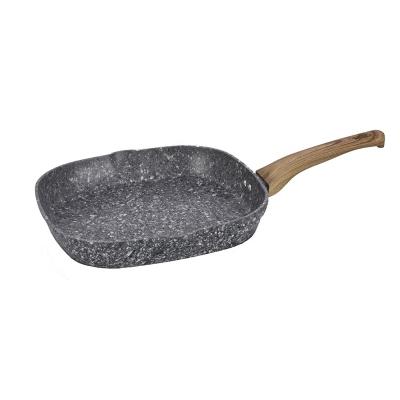 China Sustainable European Style Granite Frying Pan Glue Handle Frying Pot Pan Deep Fryer Heat Resistant Non-Stick Pan Square for sale