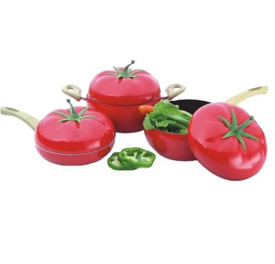 China Non Sustainable Multi Functional Stick Fruit Shaped Cooking Pot Cookware Sets Household Ceramic CIQ Aluminum Alloy High Quality for sale