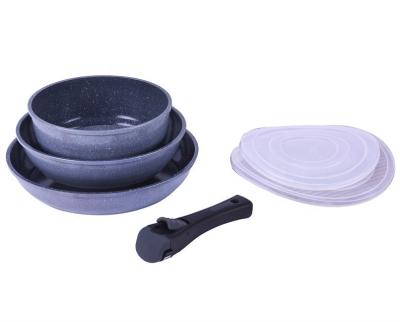 China Amazon viable best selling high quality forged aluminum stick pan cookware not set with removable handle for sale