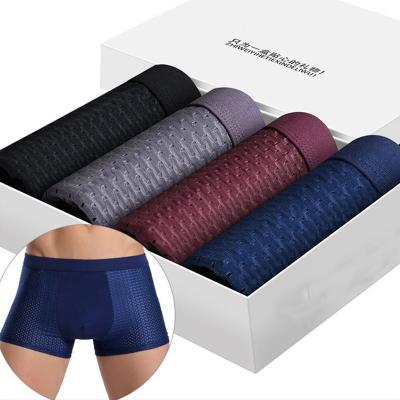 China 4pcs/Lot Men's Breathable Panties Male Briefs Pack Bamboo Slip Hole Plus Size Shorts Boxers Underwear for sale