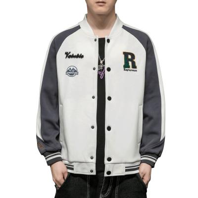 China Breathable jackets mens streetwear hip hop applique embroidery baseball varsity bomber jacket for men for sale