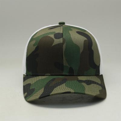 China COMMON Classic Fit Structured Six Panels Cotton Camouflage Mesh Front Trucker Back Hat Custom Logo Camouflage Mesh Trucker Hat for sale