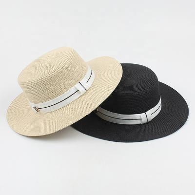 China Wholesale Straw Hat Summer Natural Wheat Straw Hat Dobby Flat Surface Straw Hat for sale